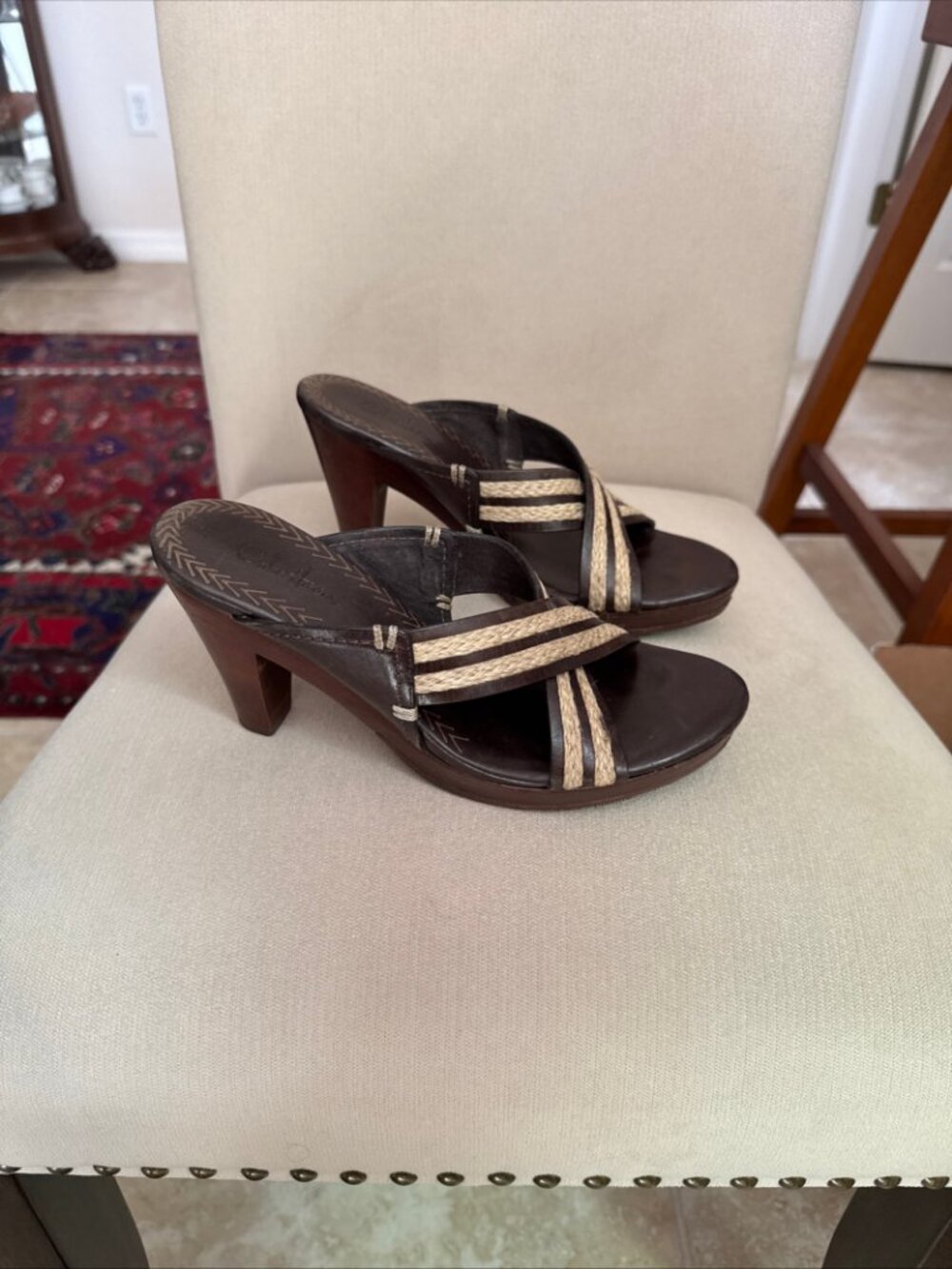 Cole‎ Haan Womens Skylar Slide Open-Toe Cross Straps Sandals Heels SZ 6.5 - Picture 12 of 13